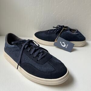 Olukai Puliki Sneakers Men's 10.5 Blue Suede Lace-Up Drop Heel Comfort NEW